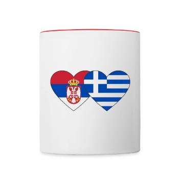 Serbie Grèce Drapeau Coeur - Mug contrasté - blanc/rouge - Devant