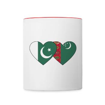 Pakistan Türkmenistan Flagge Herz - Tasse zweifarbig - Weiß/Rot - Vorne