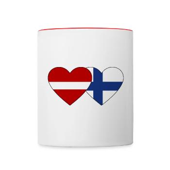 Latvia Finland Flag Heart - Contrasting Mug - white/red - Front