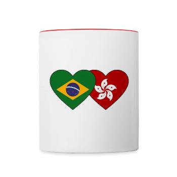 Brasilien Hong Kong Flagge Herz - Tasse zweifarbig - Weiß/Rot - Vorne