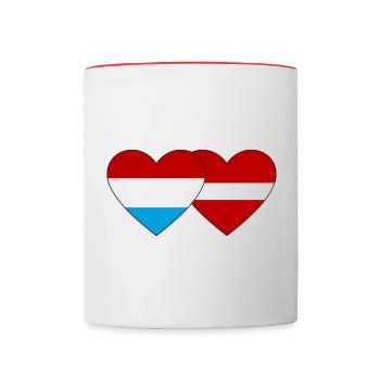 Luxembourg Latvia Flag Heart - Contrasting Mug - white/red - Front