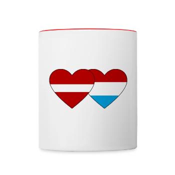 Latvia Luxembourg Flag Heart - Contrasting Mug - white/red - Front
