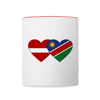 Latvia Namibia Flag Heart - Contrasting Mug - white/red - Front