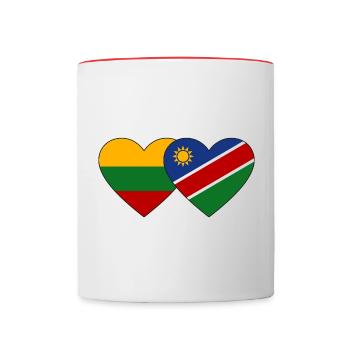 Lithuania Namibia Flag Heart - Contrasting Mug - white/red - Front