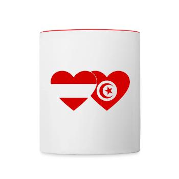 Austria Tunisia Flag Heart - Contrasting Mug - white/red - Front