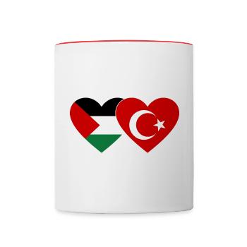 Palästina Türkei Flagge Herz - Tasse zweifarbig - Weiß/Rot - Vorne