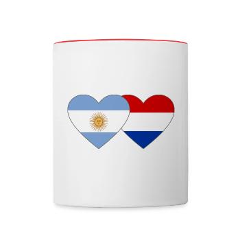 Argentinien Holland Flagge Herz - Tasse zweifarbig - Weiß/Rot - Vorne