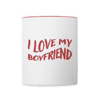 I Love My Boyfriend, rot - Liebe pur - Tasse zweifarbig - Weiß/Rot - Vorne
