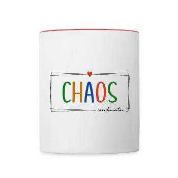 Chaos Coordinator stressed kindergarten educators - Contrasting Mug - white/red - Front