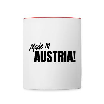 Made in Austria – Heimatstolz pur - Tasse zweifarbig - Weiß/Rot - Vorne