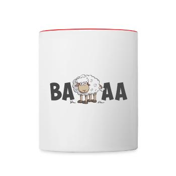 Illustration eines fröhlichen und bunten Schafes - Tasse zweifarbig - Weiß/Rot - Vorne