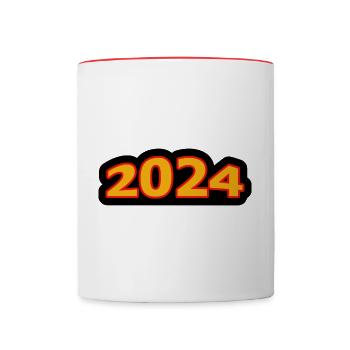 2024 in Schwarz Rot Gold - Tasse zweifarbig - Weiß/Rot - Vorne