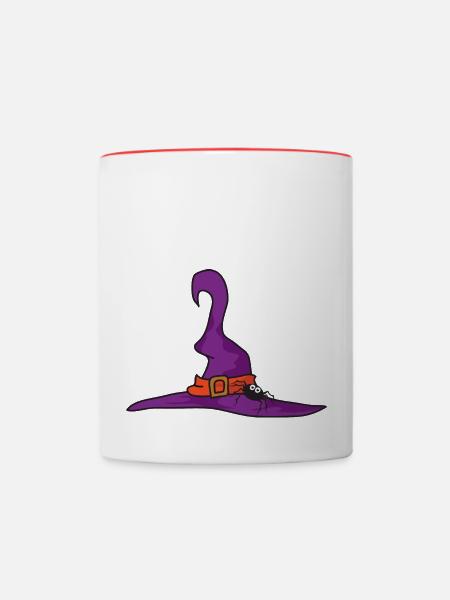 Halloween Hexenhut Spinne - Tasse zweifarbig - Weiß/Rot