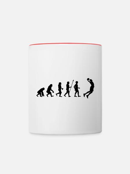 basketball Evolution - Basketballer beim Dunking - Tasse zweifarbig - Weiß/Rot