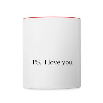 PS.: Ich liebe dich - Liebe - Geschenkidee - Tasse zweifarbig - Weiß/Rot - Vorne