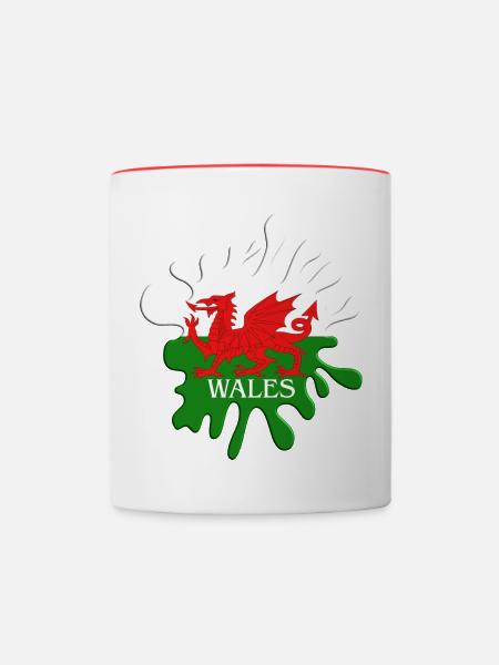 Walisische Flagge - Tasse zweifarbig - Weiß/Rot