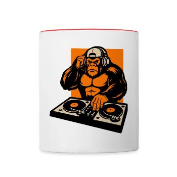 Beats & Banana Power – DJ Gorilla Style - Mug contrasté - blanc/rouge - Devant