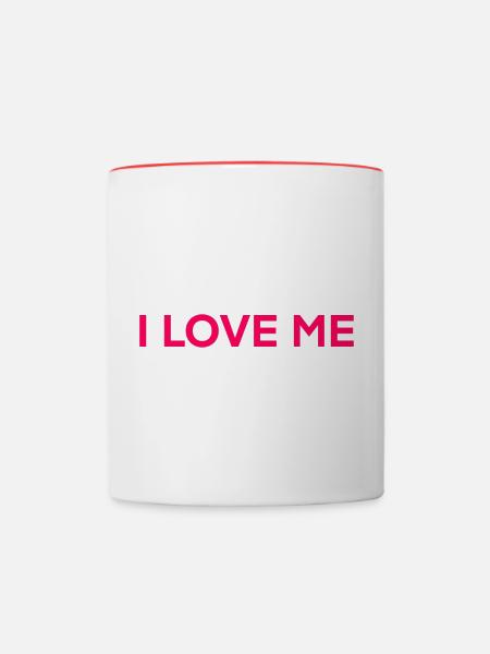 I LOVE ME - Contrasting Mug - white/red