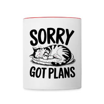 Désolé, j’ai des plans - Mug contrasté - blanc/rouge - Devant