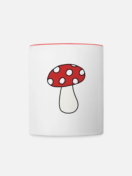 Pilz - Tasse zweifarbig - Weiß/Rot