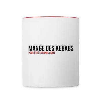 mange des kebabs pour la santé fast food kebab day - Mug contrasté - blanc/rouge - Devant