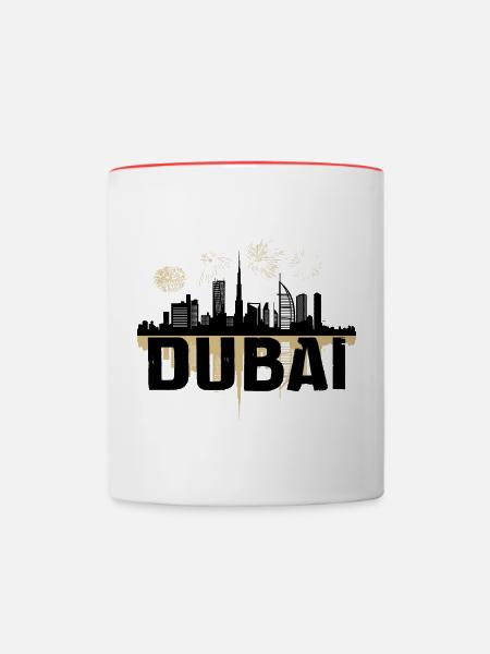 Feuerwerk Dubai Skyline Khalifa - Tasse zweifarbig - Weiß/Rot