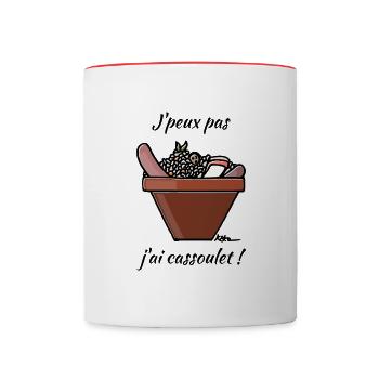 J'peux pas j'ai cassoulet ! - Mug contrasté - blanc/rouge - Devant