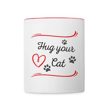 Embrassez votre chat - Mug contrasté - blanc/rouge - Devant