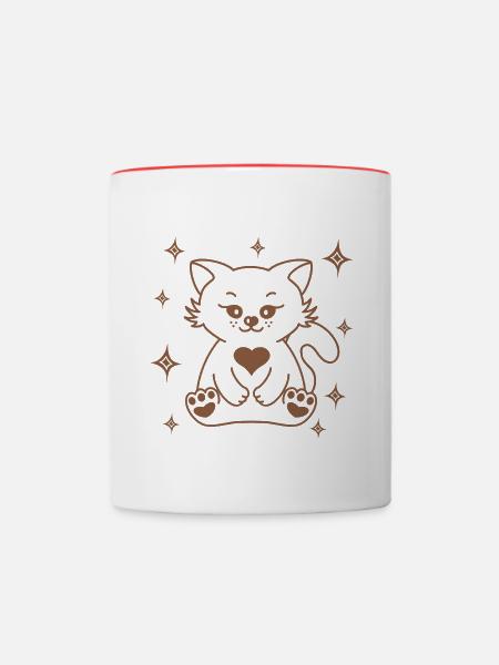 lovely kitty - Tasse zweifarbig - Weiß/Rot