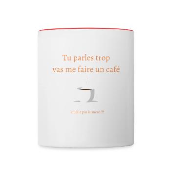 Tu parle trop vas me faire un café - Mug contrasté - blanc/rouge - Devant