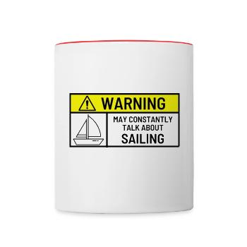 Avertissement peut constamment parler de voile - Mug contrasté - blanc/rouge - Devant