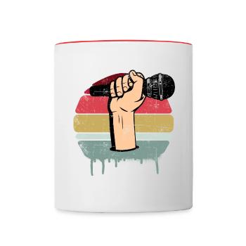 Mikrofon Retro - Tasse zweifarbig - Weiß/Rot - Vorne