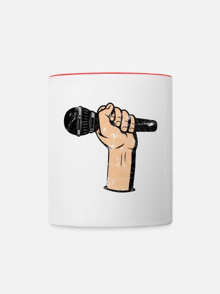 Mikrofon Retro - Tasse zweifarbig - Weiß/Rot