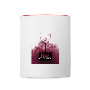 Wine o'Clock Wein Liebhaber Geschenk - Tasse zweifarbig - Weiß/Rot - Vorne
