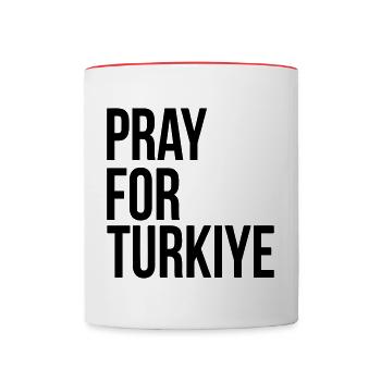 Pray for turkey earthquake - Contrasting Mug - white/red - Front