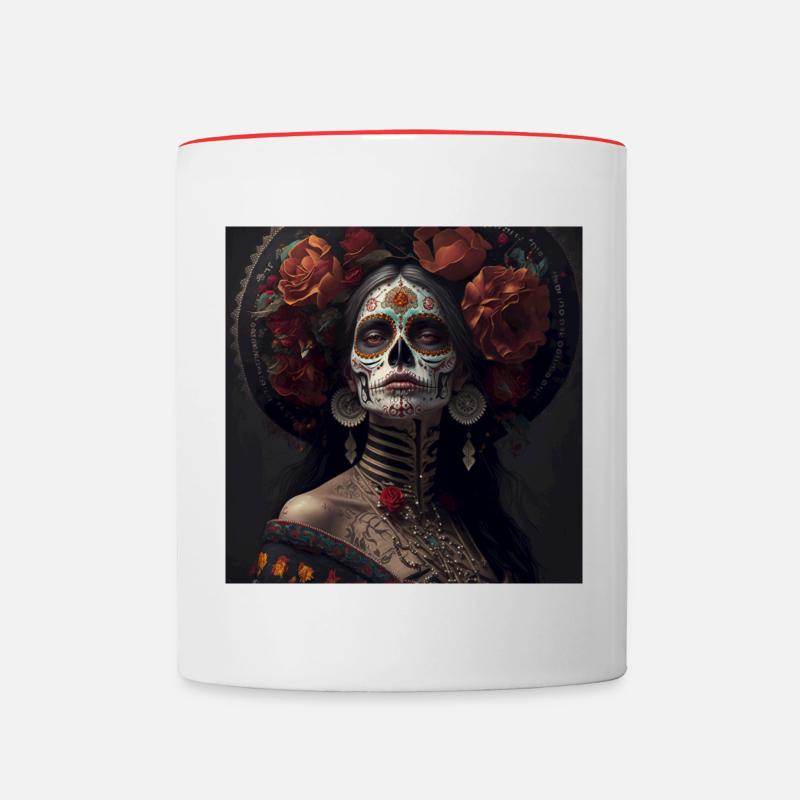 La Dame au chapeau de fleurs - Mug contrasté - blanc/rouge