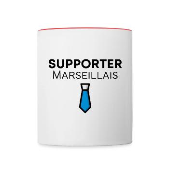 Cravate Supporter Marseillais - Mug contrasté - blanc/rouge - Devant