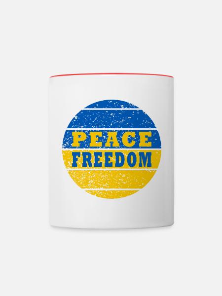 Frieden Freiheit Ukraine - Tasse zweifarbig - Weiß/Rot