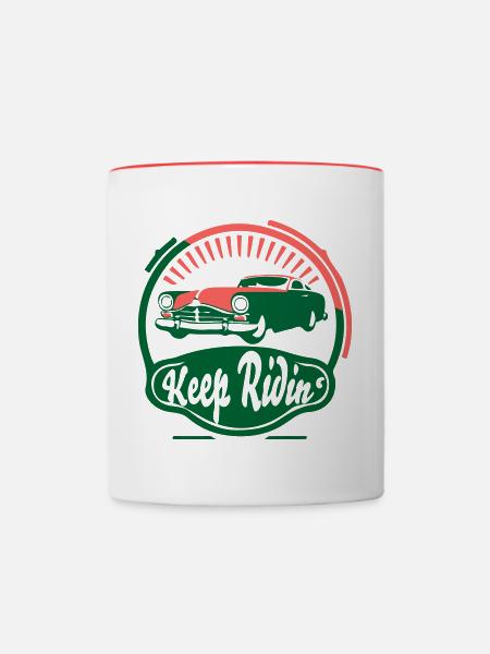 Keep Ridin' Retro Logo - Tasse zweifarbig - Weiß/Rot