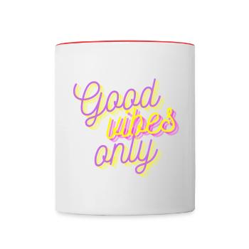 Good vibes only Männer & Frauen Hoodies,Accessoire - Tasse zweifarbig - Weiß/Rot - Vorne