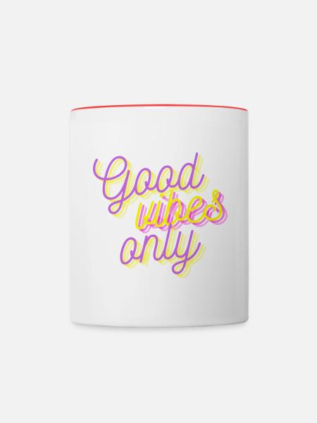 Good vibes only Männer & Frauen Hoodies,Accessoire - Tasse zweifarbig - Weiß/Rot