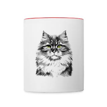 Chat sibérien - Mug contrasté - blanc/rouge - Devant