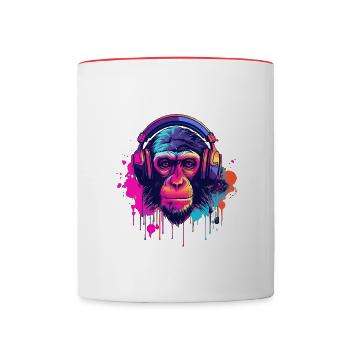 Monkey Beats - Contrasting Mug - white/red - Front