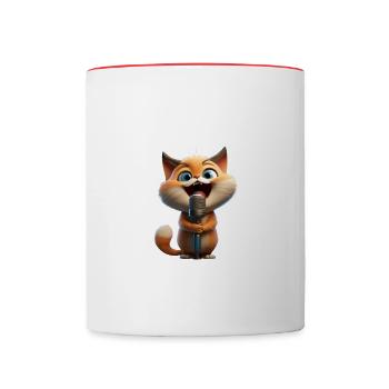 Karaoke Queen Singing Funny Cats Motif - Contrasting Mug - white/red - Front