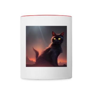 Black Cat at Night Dystopian - Tasse zweifarbig - Weiß/Rot - Vorne