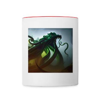 Cthulhu Big Dark mit Tentakeln - Tasse zweifarbig - Weiß/Rot - Vorne