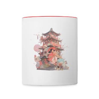 Cute Japanese motif - Contrasting Mug - white/red - Front