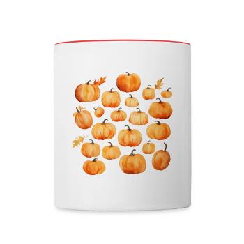 Watercolor pumpkins - Contrasting Mug - white/red - Front