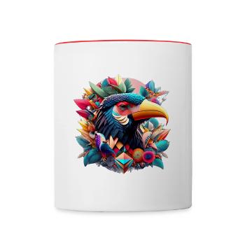 Geometric fauna, eagle, geo wild - Contrasting Mug - white/red - Front