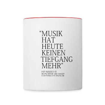 "Musik hat heute keinen Tiefgang" - H.P. Baxxter - Tasse zweifarbig - Weiß/Rot - Vorne